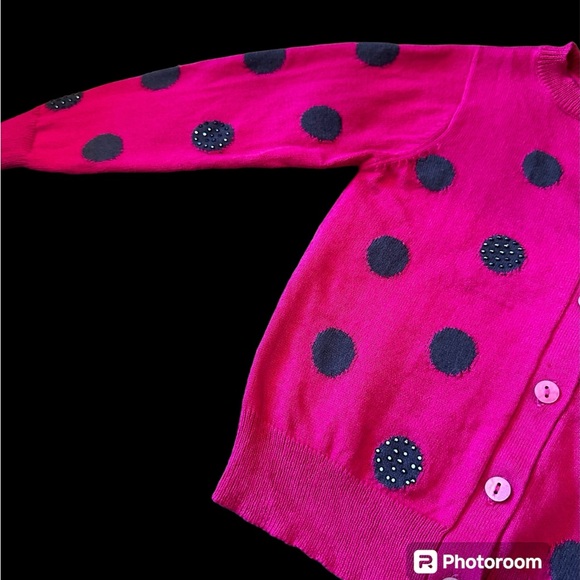 NWT - New Hot Pink / Black Polka Dot Cerise Cardigan - Picture 3 of 9